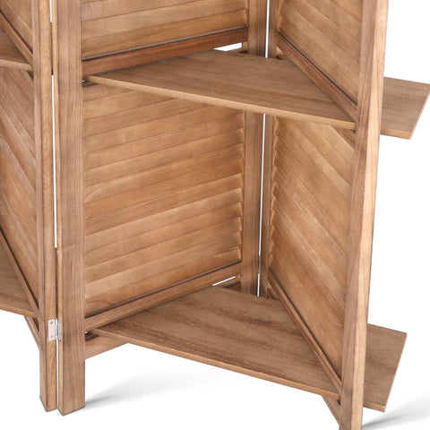 Artiss 4 Panel Room Divider Screen 163x170cm Shelf Oak Chez Guru