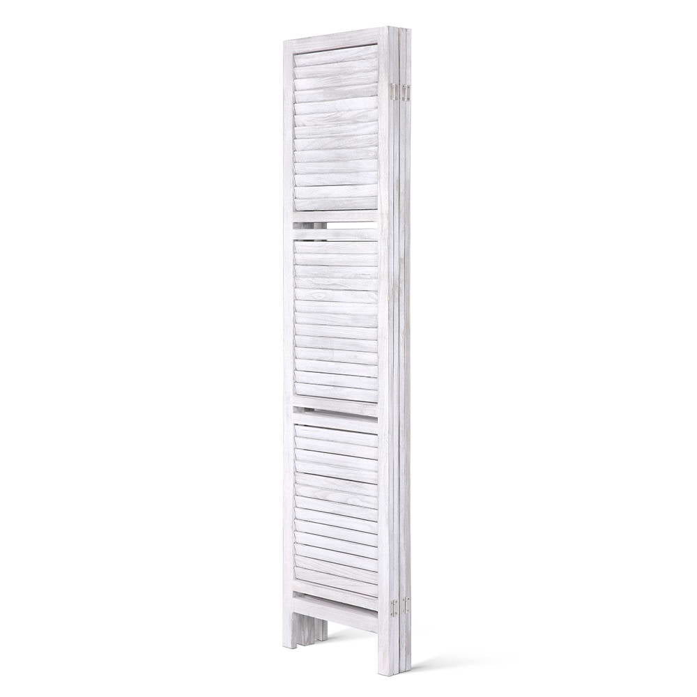 Artiss 4 Panel Room Divider Screen 163x170cm Shelf White Chez Guru
