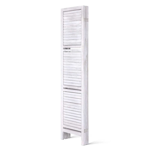 Artiss 4 Panel Room Divider Screen 163x170cm Shelf White Chez Guru