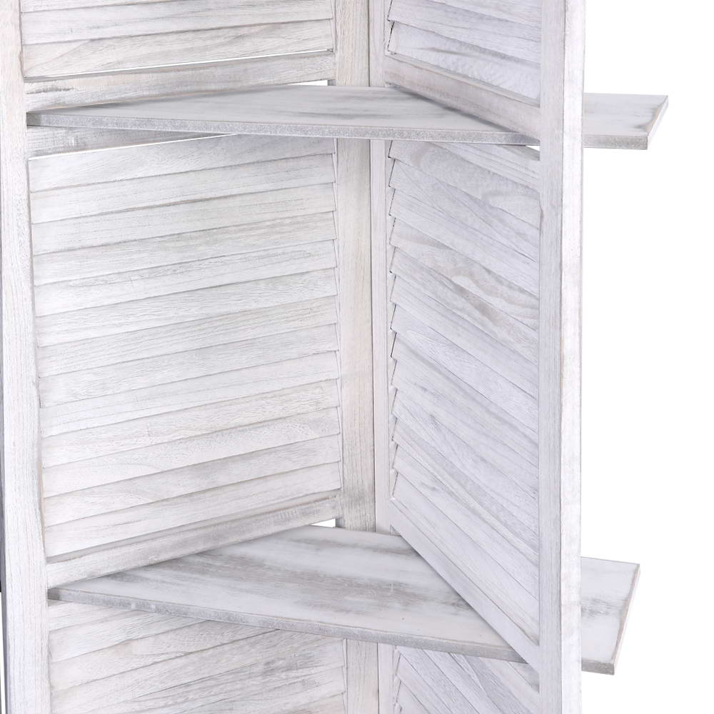 Artiss 4 Panel Room Divider Screen 163x170cm Shelf White Chez Guru