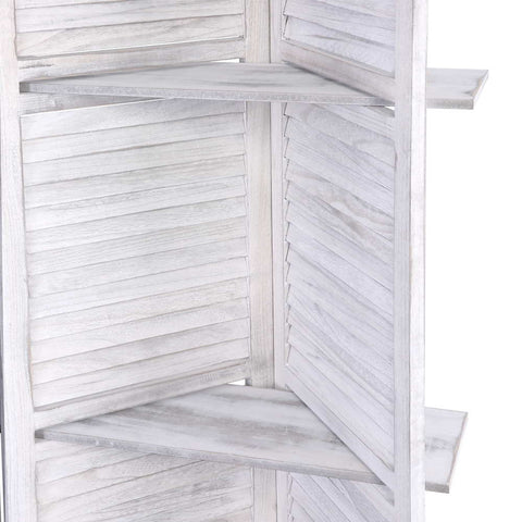 Artiss 4 Panel Room Divider Screen 163x170cm Shelf White Chez Guru