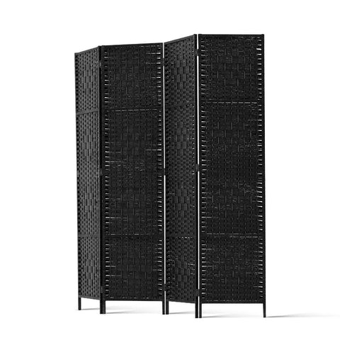 Artiss 4 Panel Room Divider Screen 163x170cm Woven Black Chez Guru