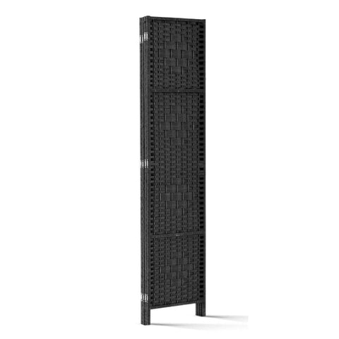 Artiss 4 Panel Room Divider Screen 163x170cm Woven Black Chez Guru