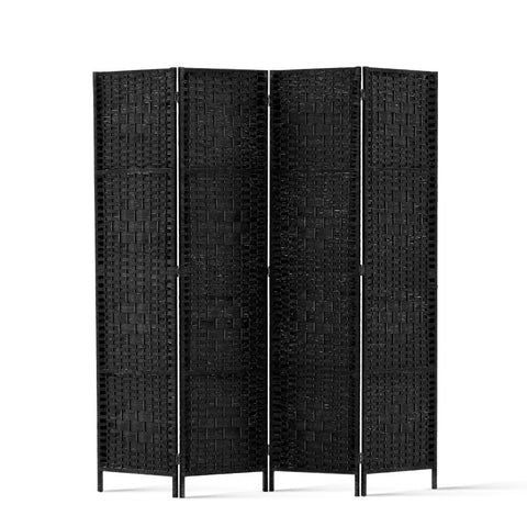 Artiss 4 Panel Room Divider Screen 163x170cm Woven Black Chez Guru