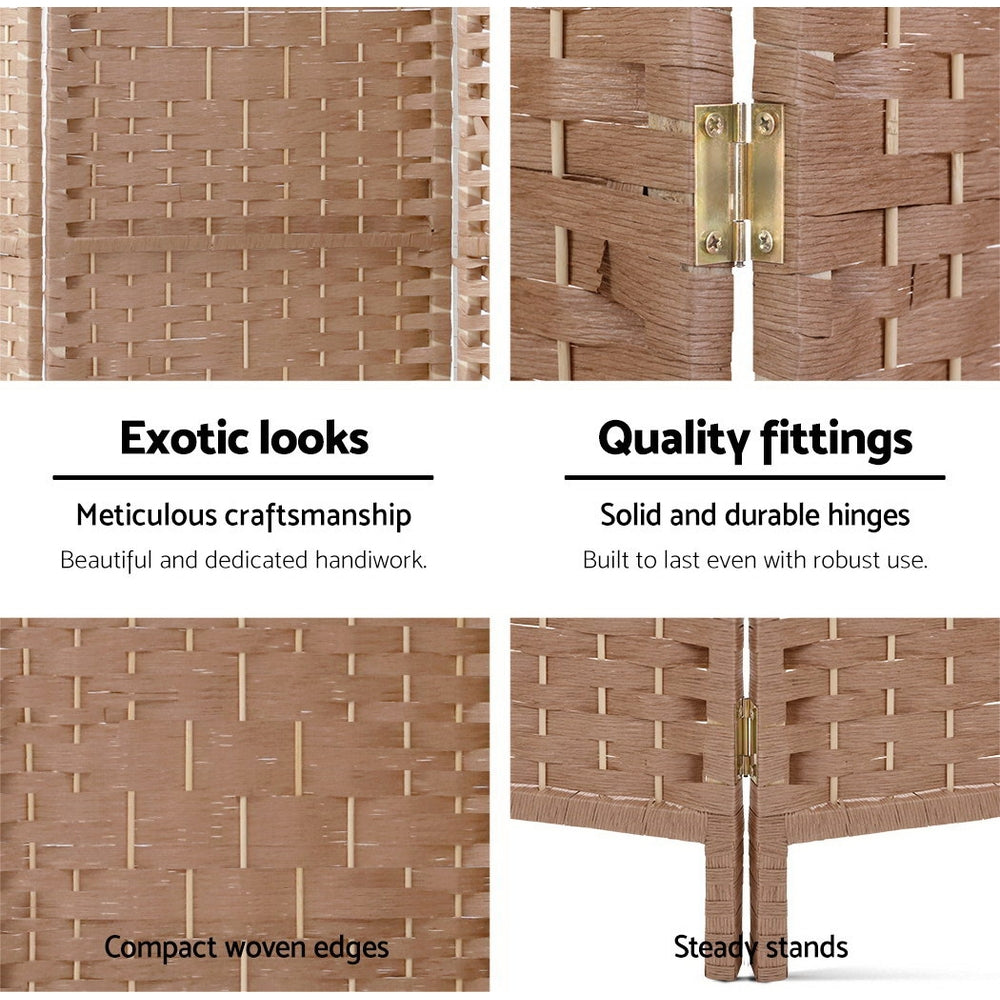 Artiss 6 Panel Room Divider Screen 245x170cm Woven Natural Chez Guru