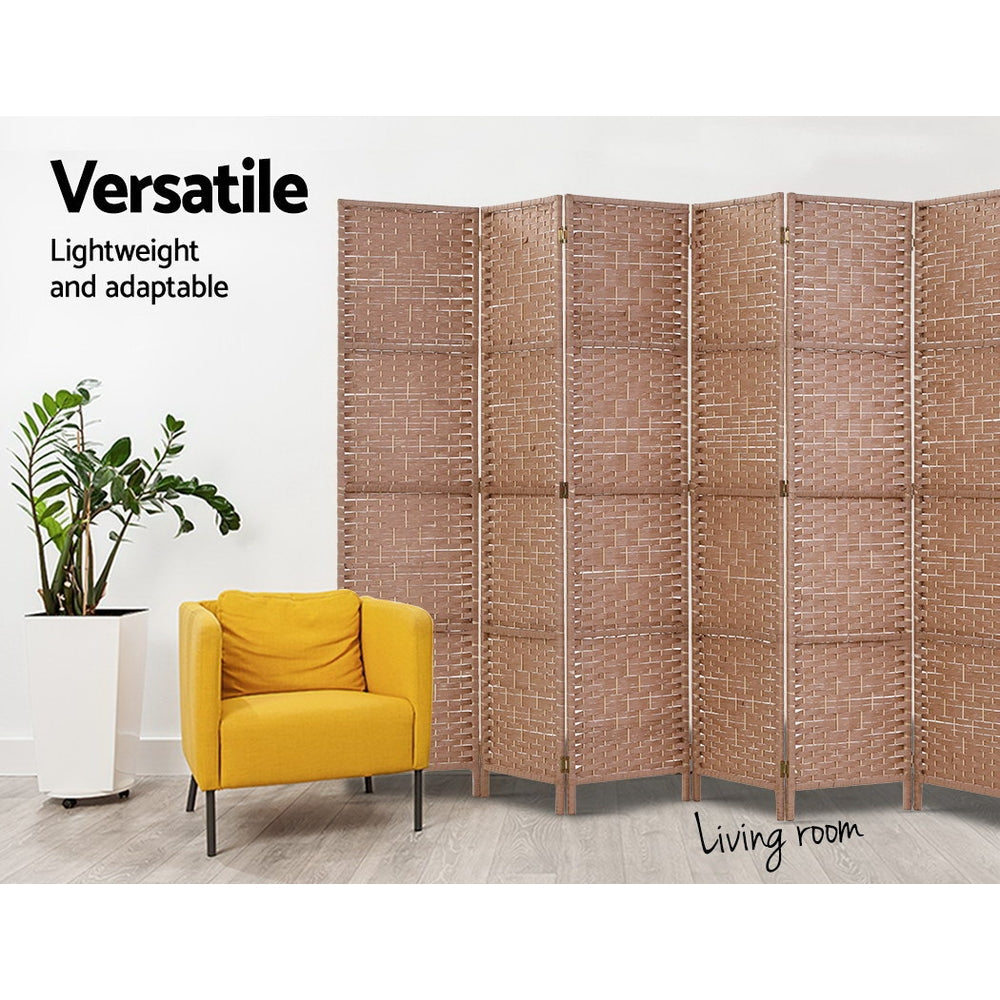 Artiss 6 Panel Room Divider Screen 245x170cm Woven Natural Chez Guru