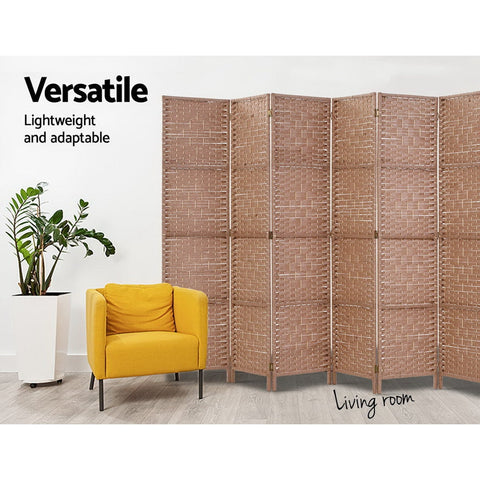 Artiss 6 Panel Room Divider Screen 245x170cm Woven Natural Chez Guru