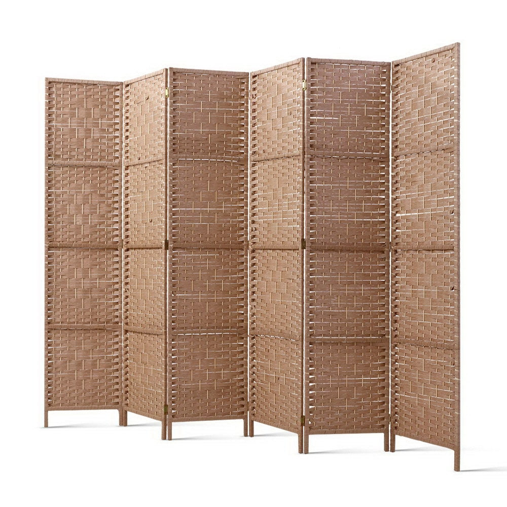 Artiss 6 Panel Room Divider Screen 245x170cm Woven Natural Chez Guru