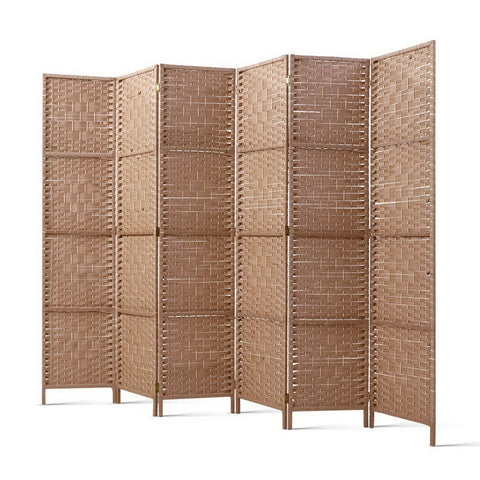 Artiss 6 Panel Room Divider Screen 245x170cm Woven Natural Chez Guru