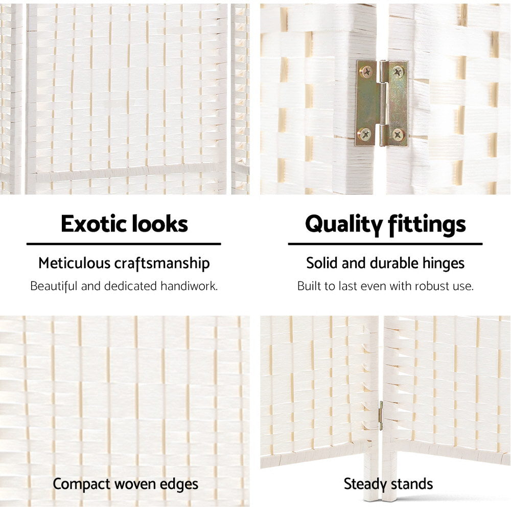 Artiss 8 Panel Room Divider Screen 326x170cm Woven White Chez Guru