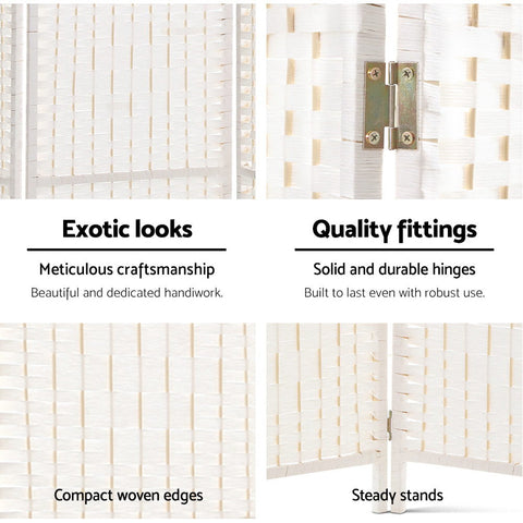 Artiss 8 Panel Room Divider Screen 326x170cm Woven White Chez Guru