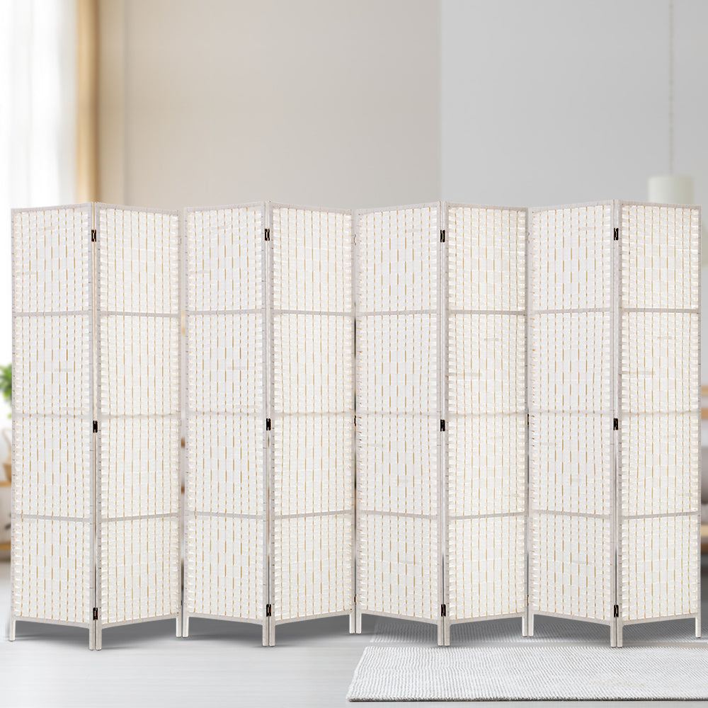 Artiss 8 Panel Room Divider Screen 326x170cm Woven White Chez Guru