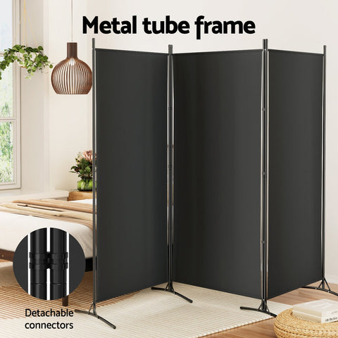 Artiss 3 Panel Room Divider Screen 260x180cm Fabric Black Chez Guru