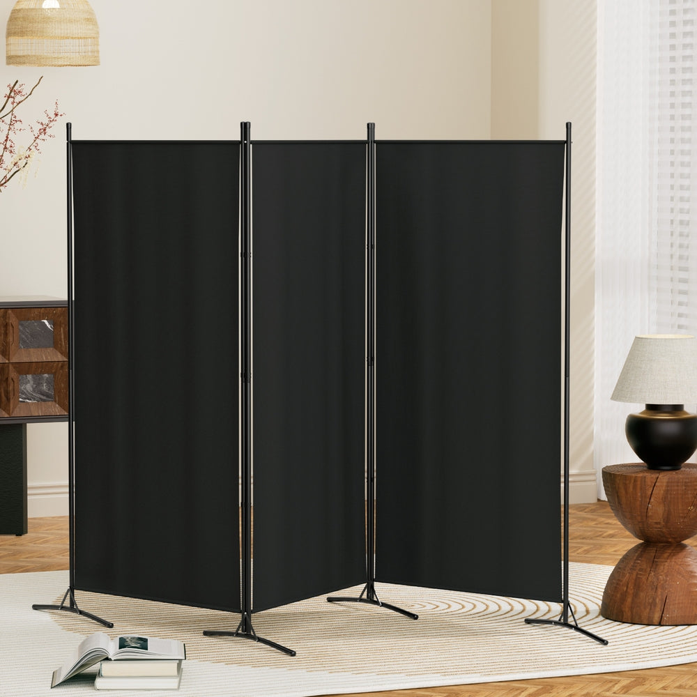 Artiss 3 Panel Room Divider Screen 260x180cm Fabric Black Chez Guru