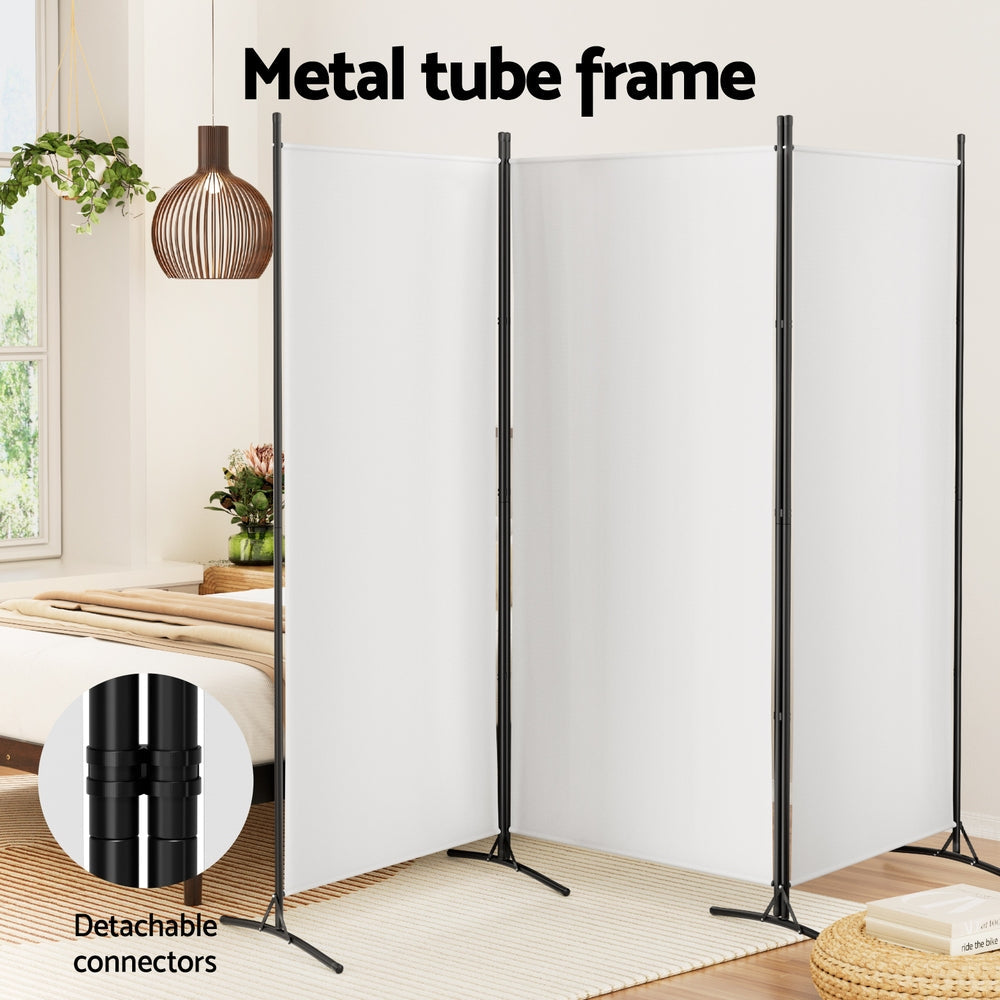 Artiss 3 Panel Room Divider Screen 260x180cm Fabric White Chez Guru