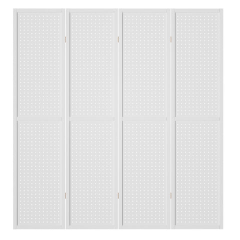 Artiss 4 Panel Room Divider Screen 164x170cm Pegboard White Chez Guru