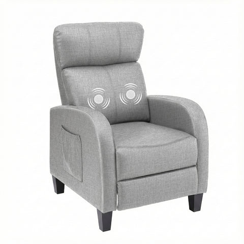 Artiss Massage Recliner Chair Small Recliner Sofa for Adults Fabric Grey