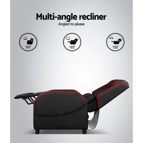 Artiss Recliner Chair Gaming Chair Leather Black Serik Chez Guru
