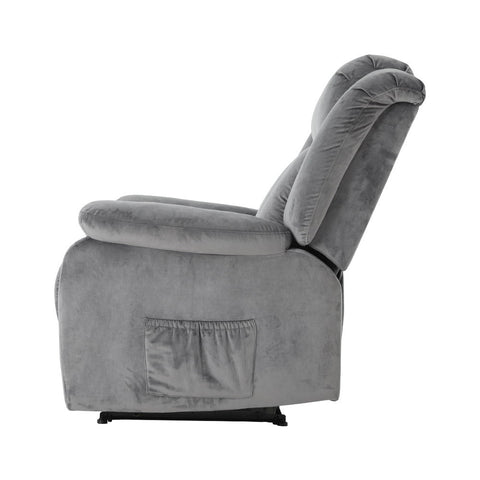 Artiss Recliner Chair Electric Massage Chair Velvet Lounge Sofa Heated Grey Chez Guru