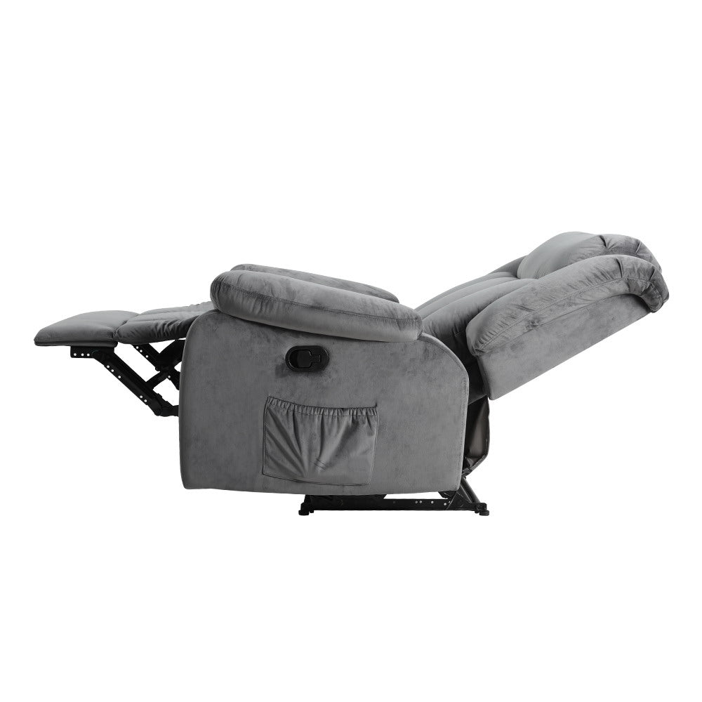 Artiss Recliner Chair Electric Massage Chair Velvet Lounge Sofa Heated Grey Chez Guru