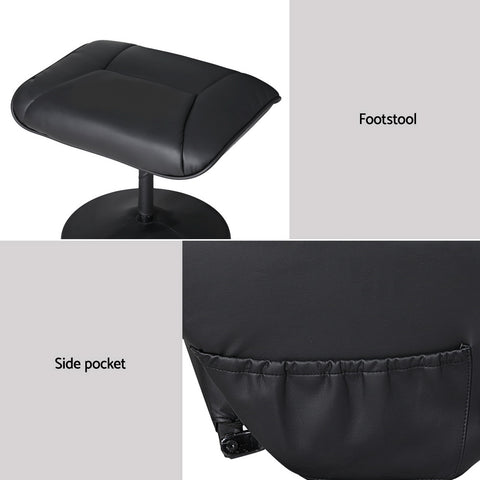 Artiss 2X Recliner Chair Ottoman Heated Massage Black