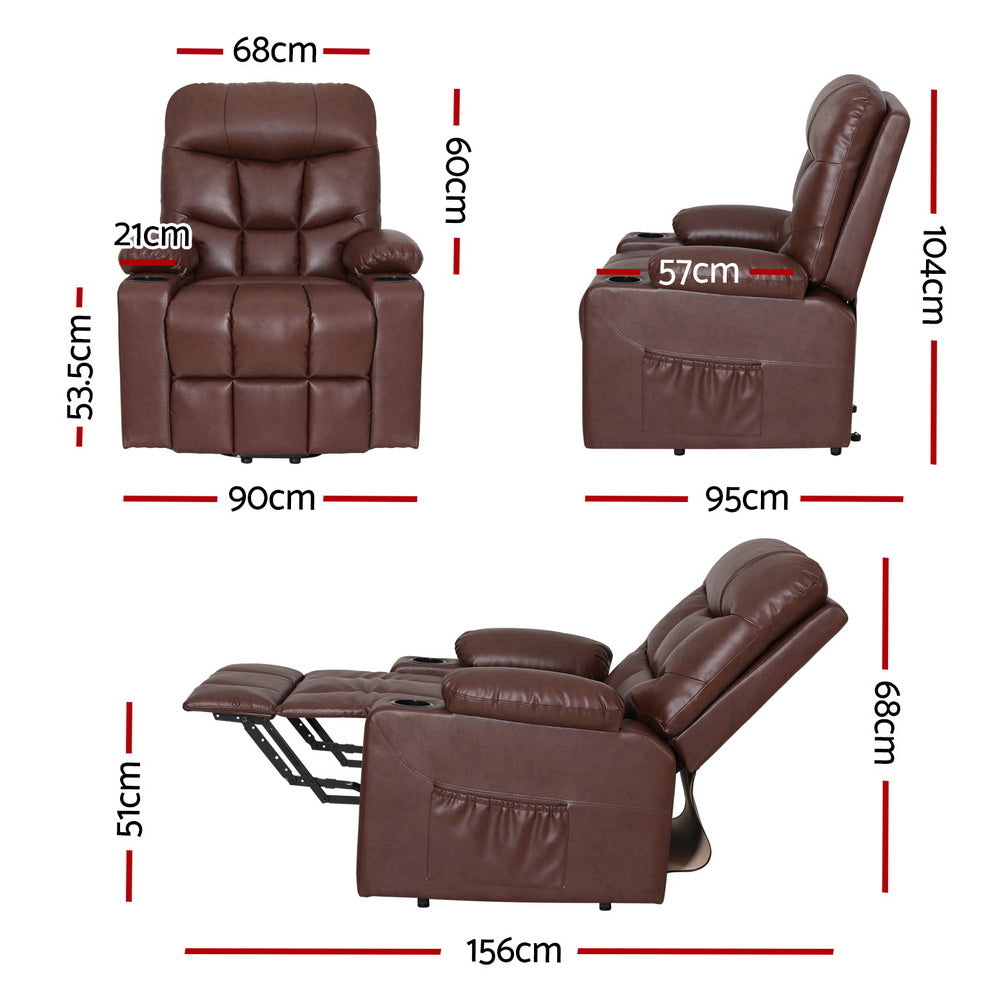 Artiss Recliner Chair Lift Assist Heated Massage Chair Leather Claude Chez Guru
