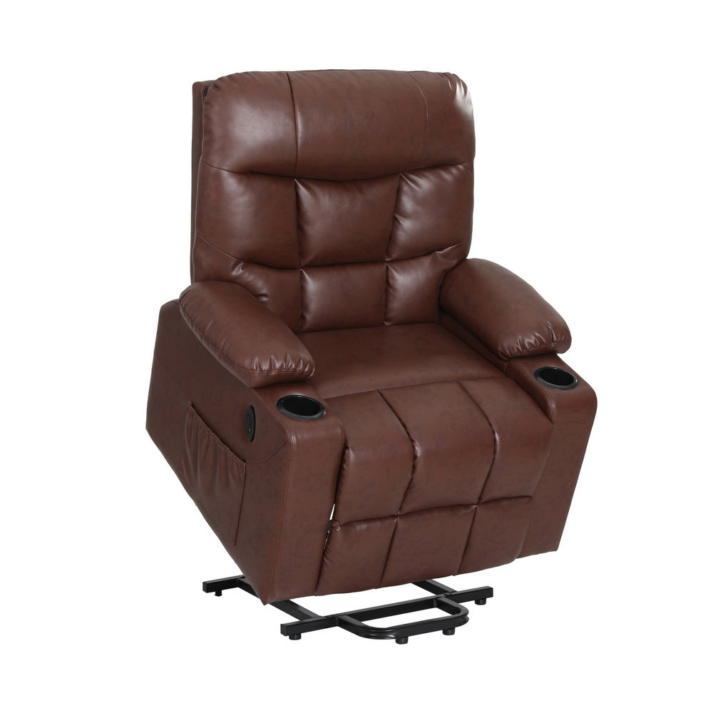 Artiss Recliner Chair Lift Assist Heated Massage Chair Leather Claude Chez Guru