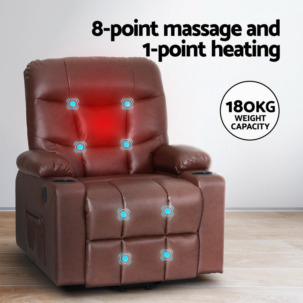 Artiss Recliner Chair Lift Assist Heated Massage Chair Leather Claude Chez Guru