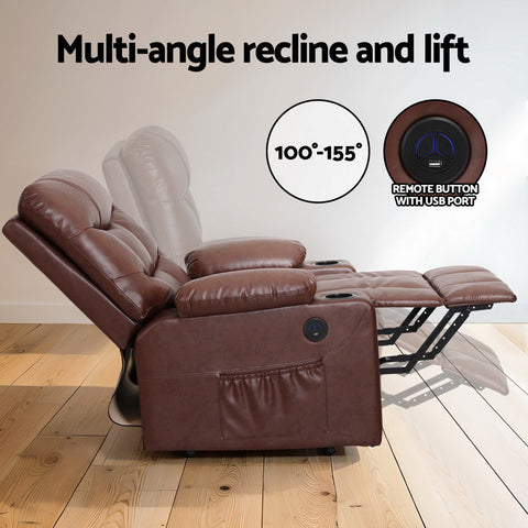 Artiss Recliner Chair Lift Assist Heated Massage Chair Leather Claude Chez Guru