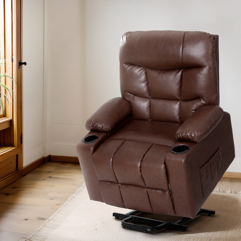 Artiss Recliner Chair Lift Assist Heated Massage Chair Leather Claude Chez Guru