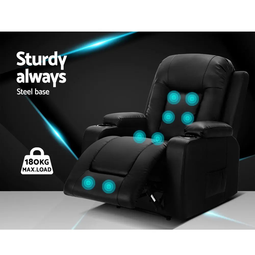 Artiss Recliner Chair Electric Heated Massage Chairs Faux Leather Cabin - Chez Guru