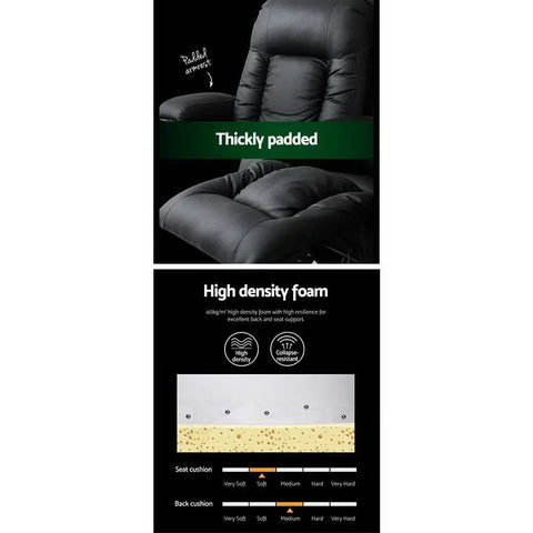 Artiss Recliner Chair Electric Heated Massage Chairs Faux Leather Cabin - Chez Guru