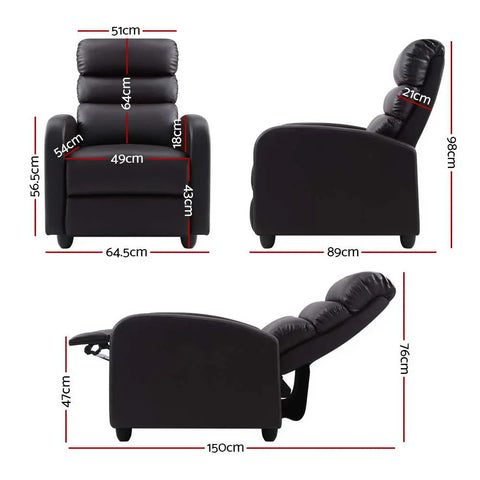 Artiss Recliner Armchair Brown Faux Leather Bolivia - Chez Guru