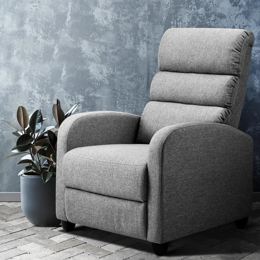 Artiss Recliner Armchair Grey Fabric Bolivia - Chez Guru