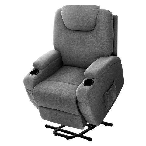 Artiss Recliner Chair Lift Assist Heated Massage Chair Velvet Milio - Chez Guru