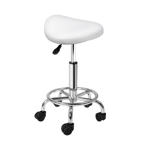 Artiss Salon Stool Saddle Swivel Chair White Chez Guru