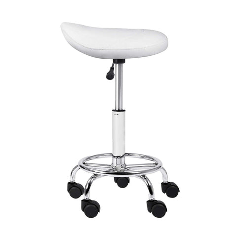 Artiss 2x Salon Stool Saddle Swivel Chair White Chez Guru