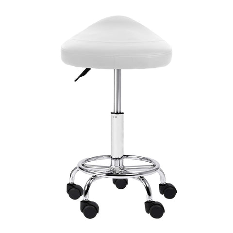 Artiss 2x Salon Stool Saddle Swivel Chair White Chez Guru