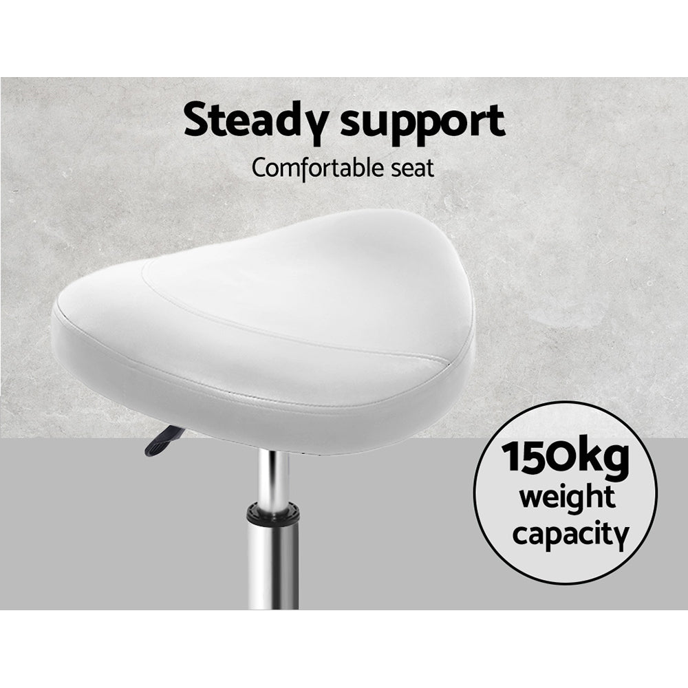 Artiss 2x Salon Stool Saddle Swivel Chair White Chez Guru