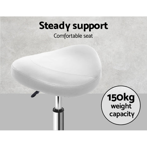 Artiss 2x Salon Stool Saddle Swivel Chair White Chez Guru