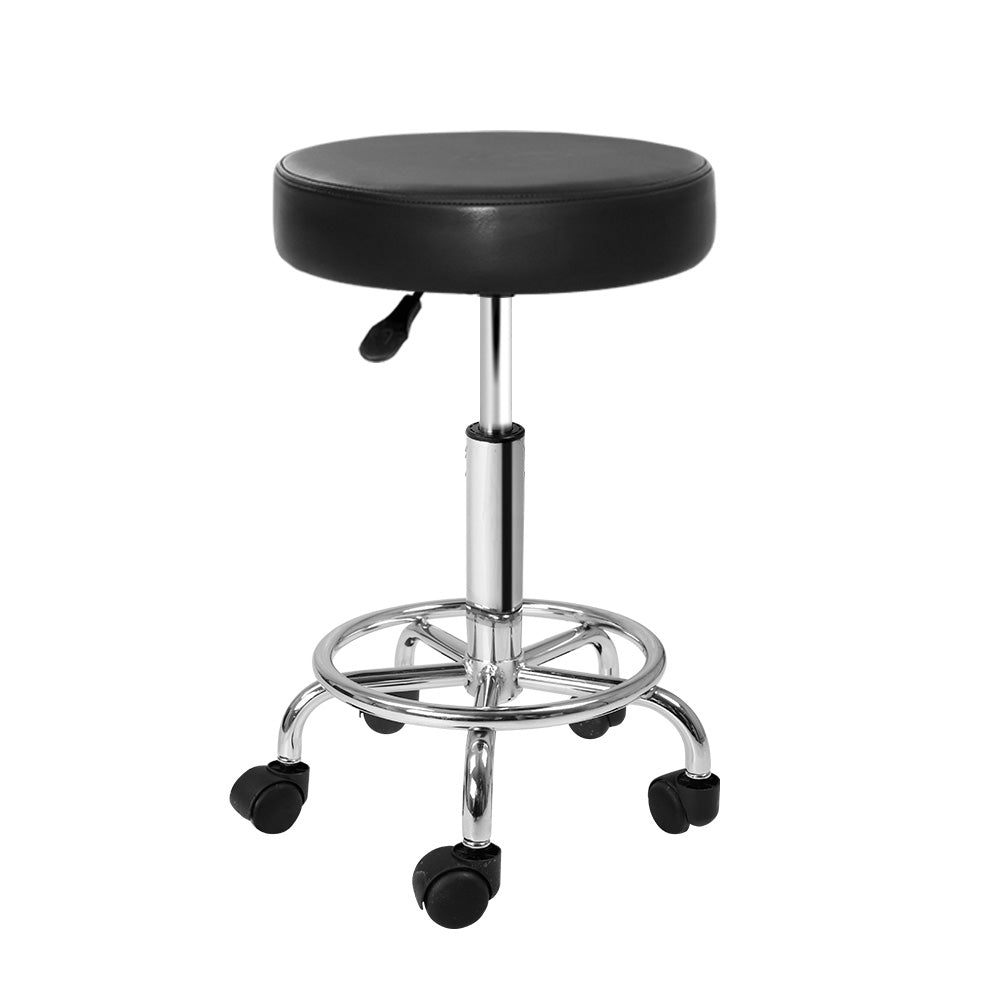 Artiss Salon Stool Round Swivel Chair Black Chez Guru