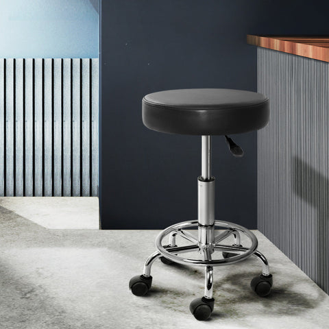 Artiss Salon Stool Round Swivel Chair Black Chez Guru