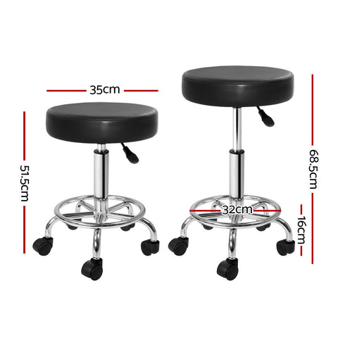 Artiss 2x Salon Stool Round Swivel Chair Black Chez Guru