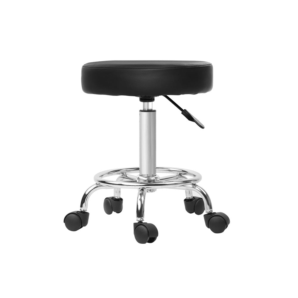 Artiss 2x Salon Stool Round Swivel Chair Black Chez Guru
