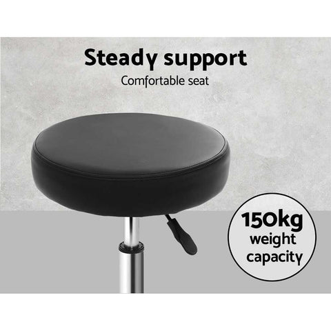 Artiss 2x Salon Stool Round Swivel Chair Black Chez Guru