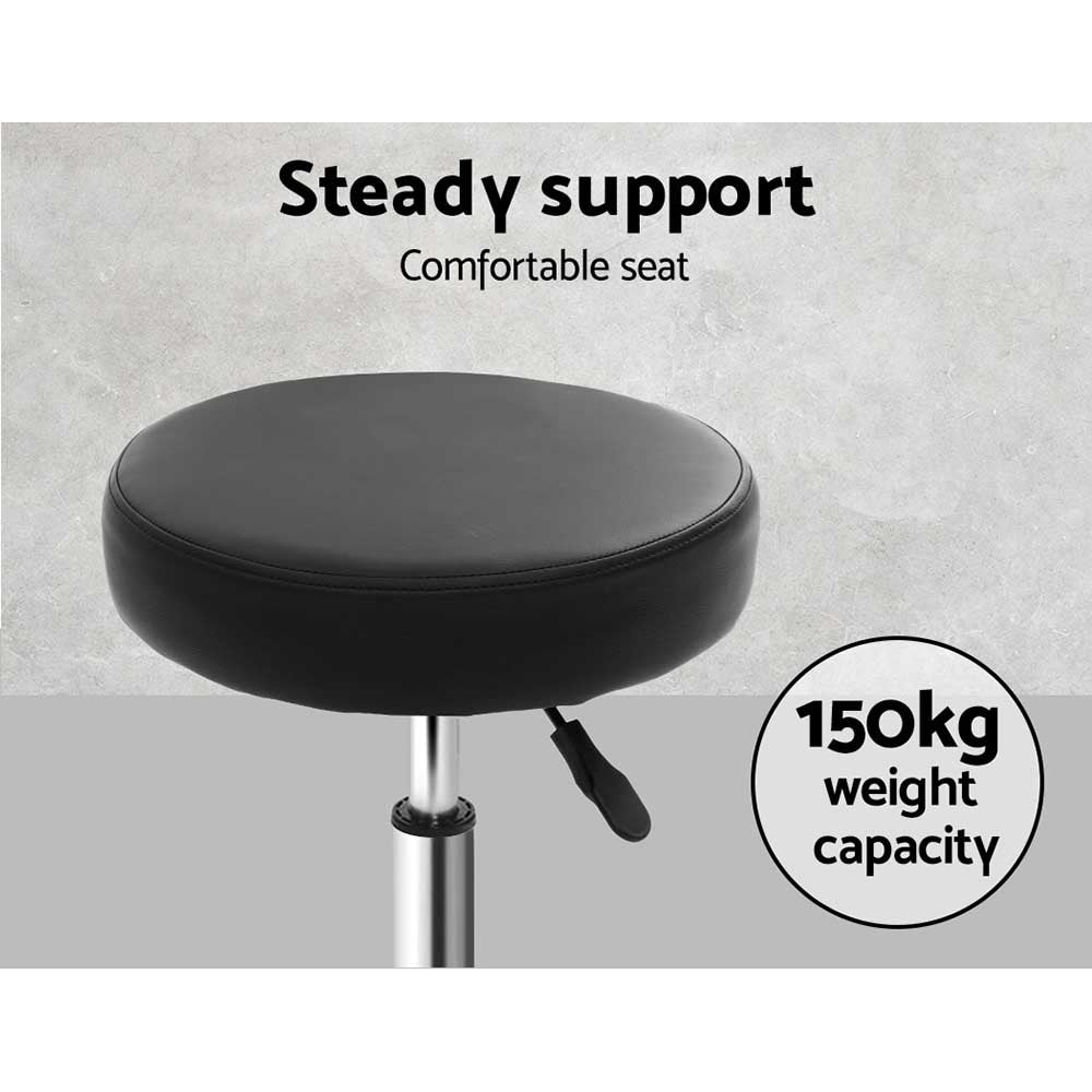Artiss 2x Salon Stool Round Swivel Chair Black Chez Guru