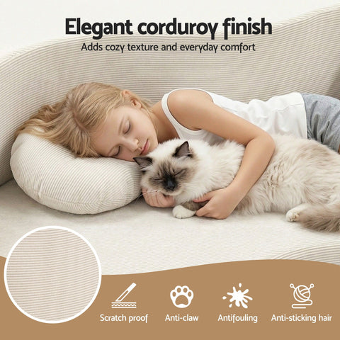 Artiss Folding Sofa Bed Floor Couch 2-in-1 Convertible Futon Loveseat Beige