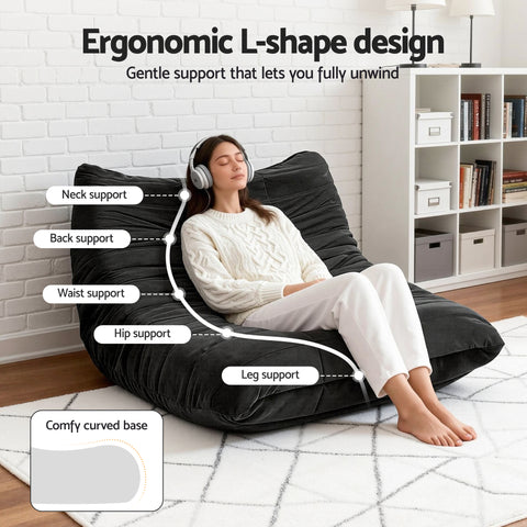 Artiss Lazy Sofa 2 Seaters Accent Caterpillar Chair Floor Couch Armless Lounge