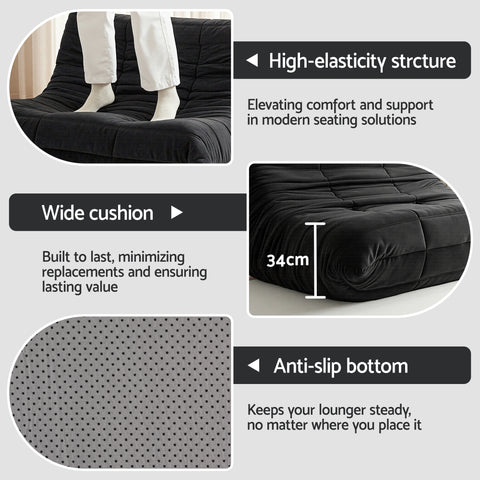 Artiss Lazy Sofa 2 Seaters Accent Caterpillar Chair Floor Couch Armless Lounge