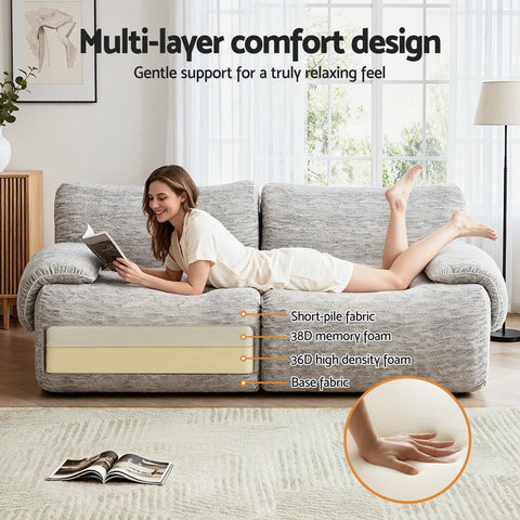 Artiss 2 Seater Sofa Modular Sectional Sofas Couch Bed No Assembly Living Room Grey